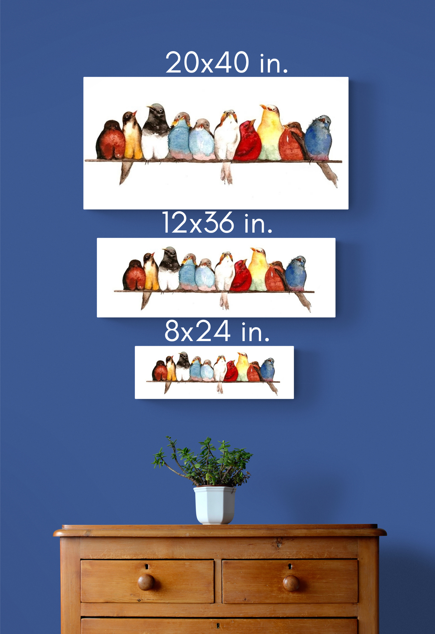 Birds on a Wire Wrapped Canvas