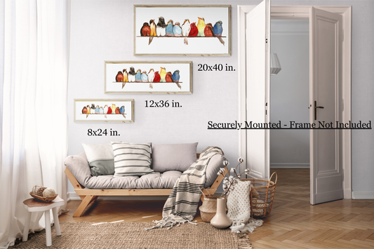 Birds on a Wire Mounted Giclée on Canvas