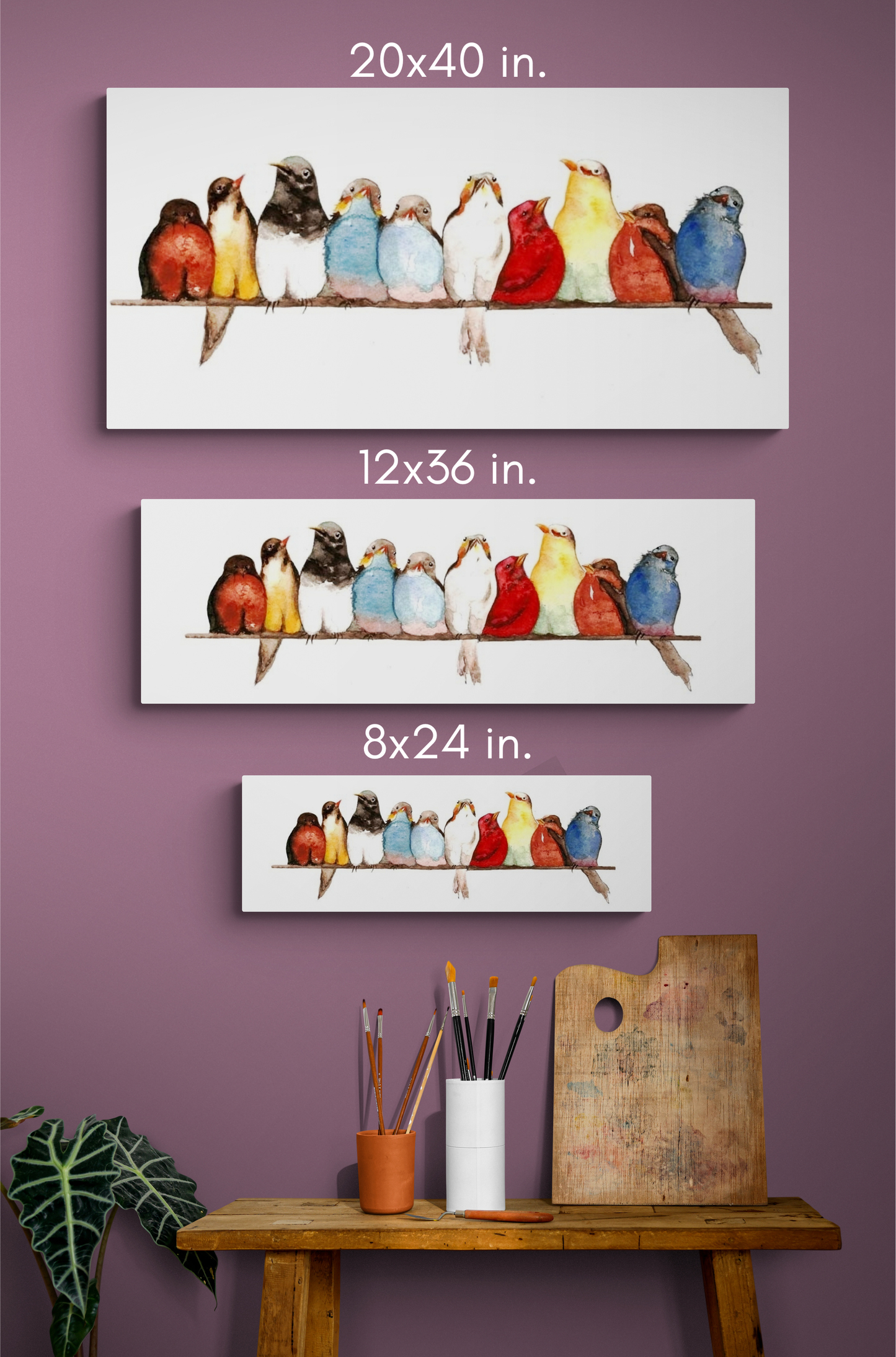 Birds on a Wire Wrapped Canvas