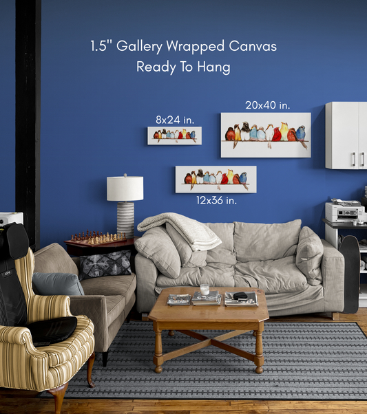 Birds on a Wire Wrapped Canvas